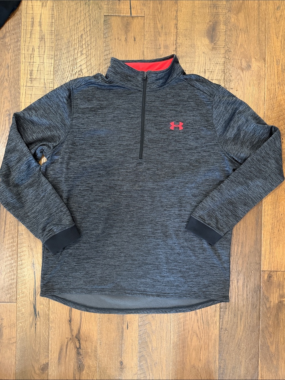 Under Armour Red and Dark Gray ColdGear Quarter-Zip Pullover